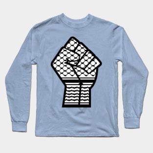 Keffiyeh Black Power Fist - Left Side - Front Long Sleeve T-Shirt